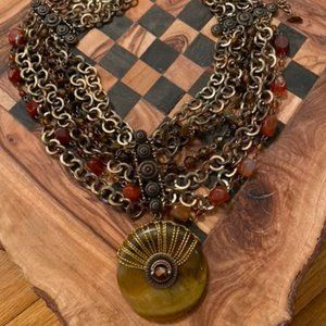 NWOT Multi Strand Open Link Semi-Precious Necklace